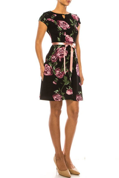 Black Plum Floral Emma Dress