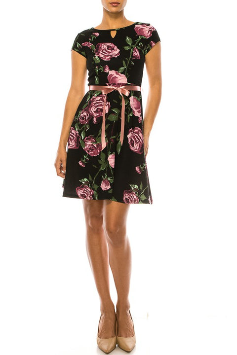 Black Plum Floral Emma Dress