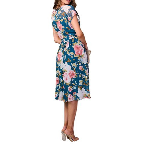 Teal Magnolia Floral Dress